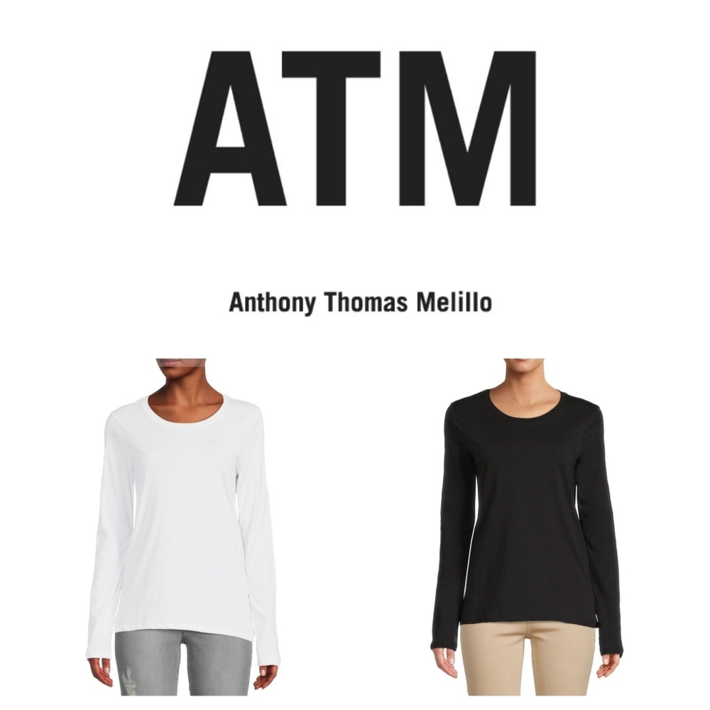 ATM Anthony Thomas Melillo Minimalist Classic WHITE Long‎ Sleeve Tee MEDIUM NWT